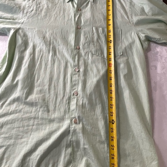 Ermenegildo Zegna Shirt Mens Large Soft Green Striped L/S Button Up Shirt - Picture 6 of 8